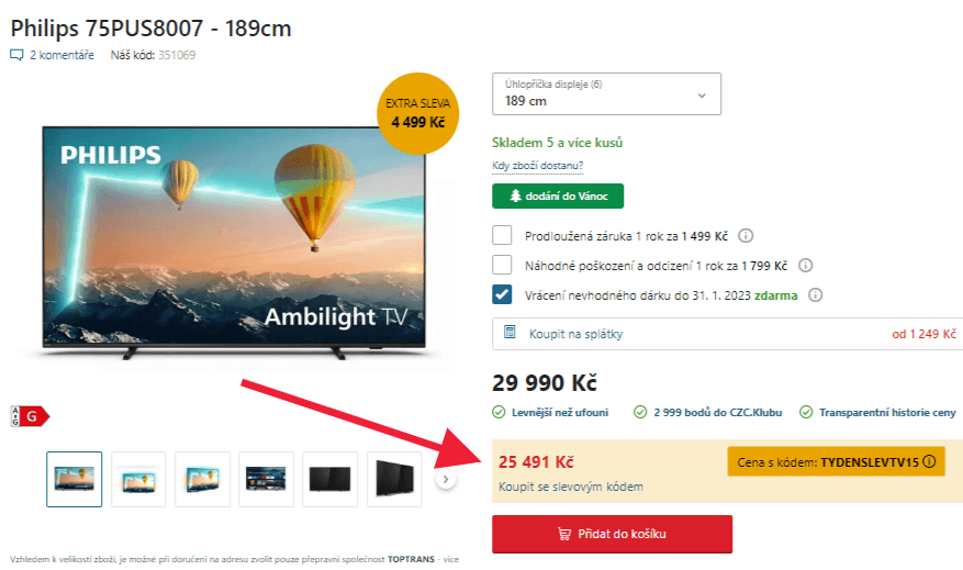 4K Ambilight Smart TV, 191cm, Philips