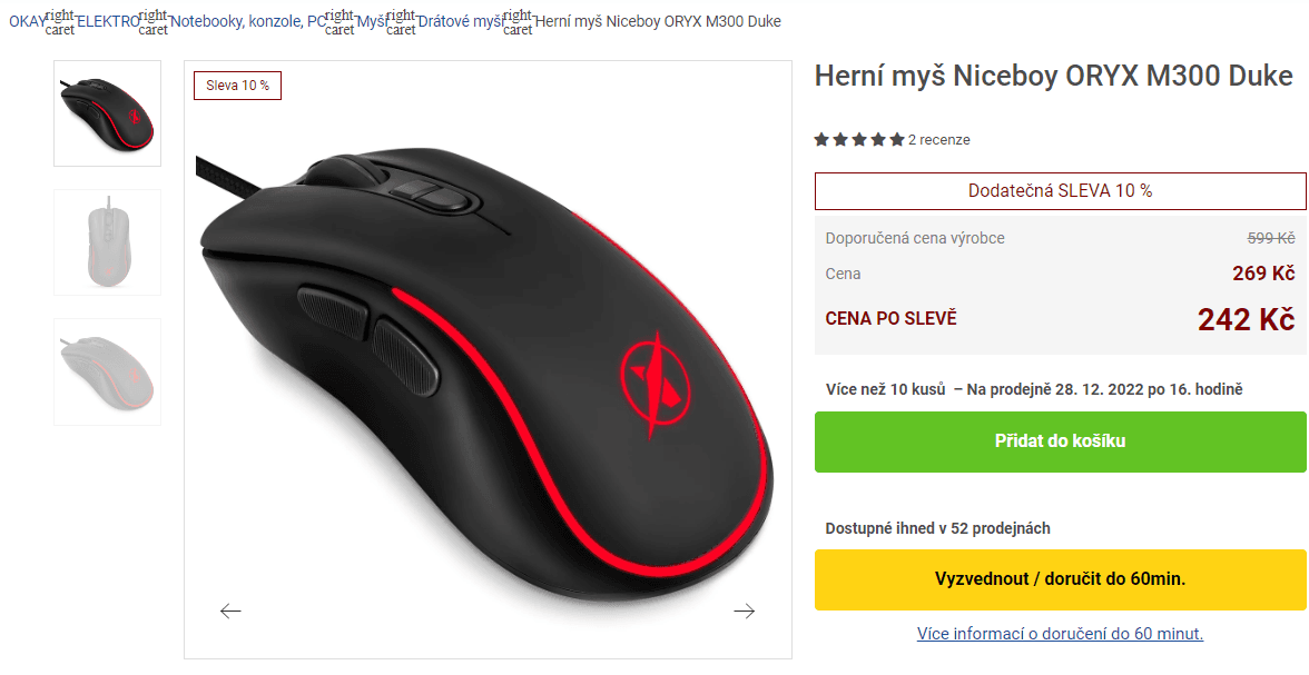 Herní myš Niceboy ORYX  M300