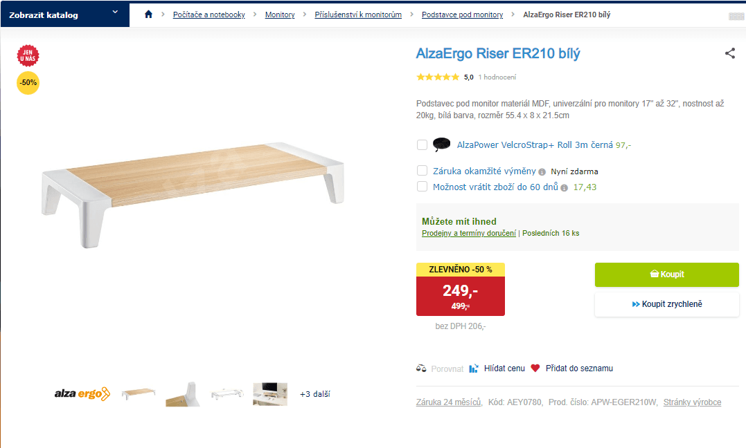 Podstavec pod monitor AlzaErgo Riser