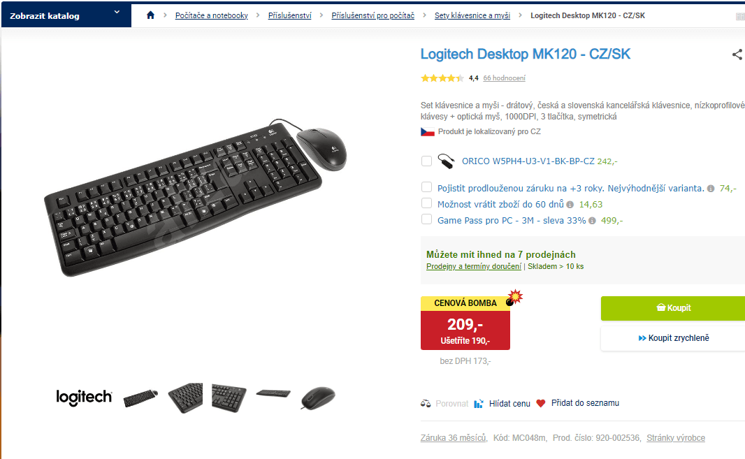 Set klávesnice a myši Logitech MK120 