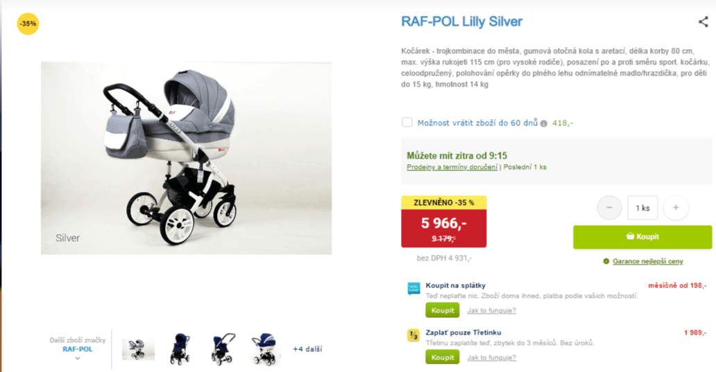 Kočárek Raf-pol Lilly Silver - 3v1