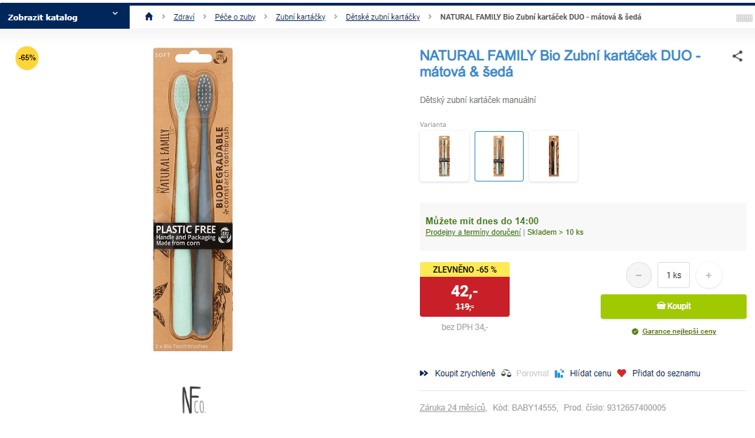 BIO zubní kartáček DUO Natural Family