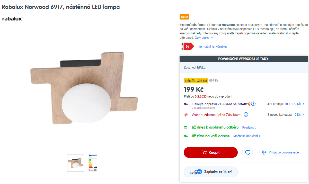 Nástěnná LED lampa Rabalux Norwood 6917