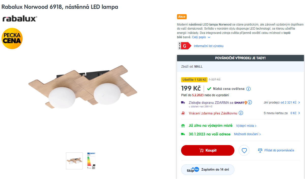 Nástěnná LED lampa Rabalux Norwood 6918