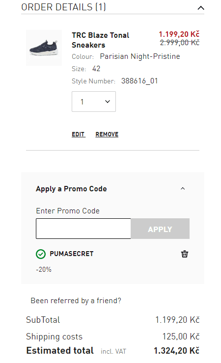 Extra sleva 20% na výprodej PUMA