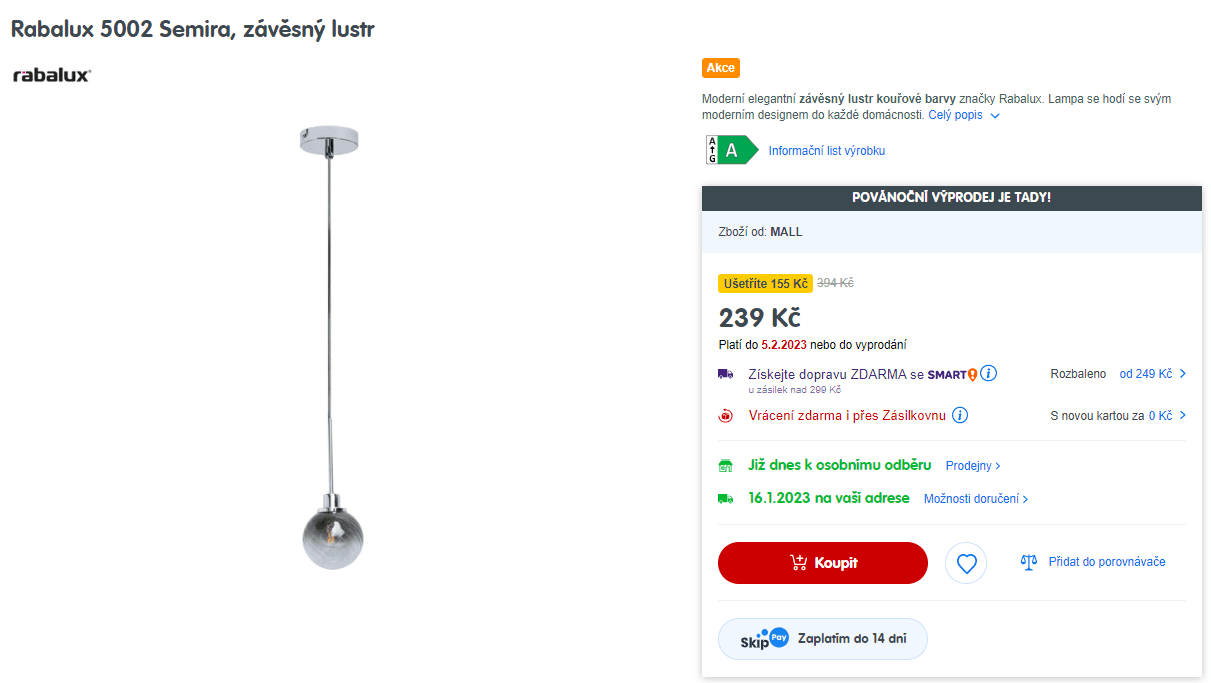 Závěsné světlo Rabalux Semira