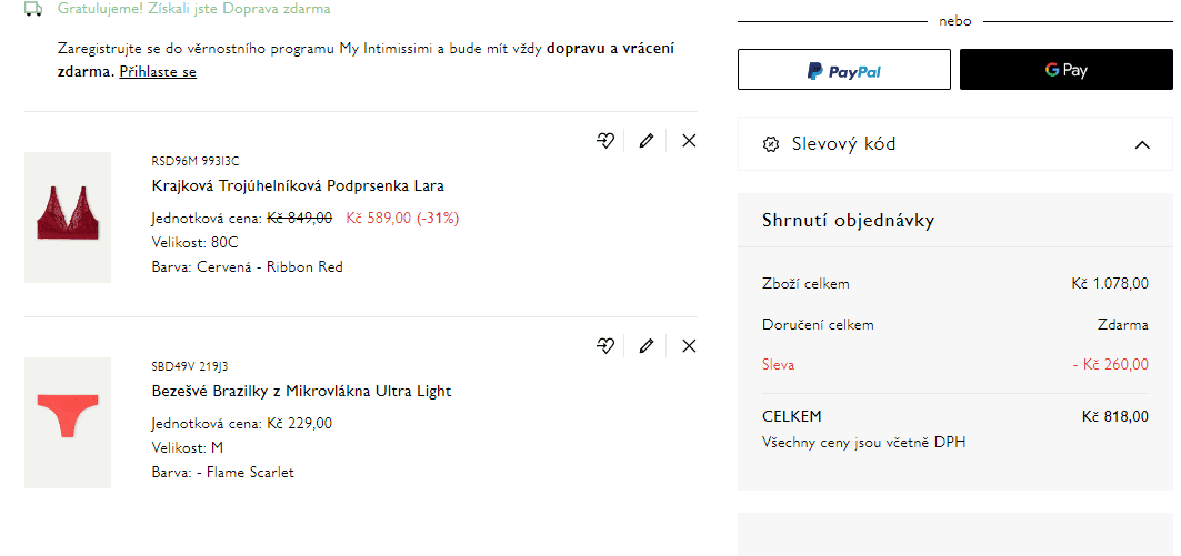 Intimissimi - doprava zdarma na novinky