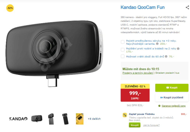 Kamera pro vloggery Kandao, 8K, 360°, supersteady