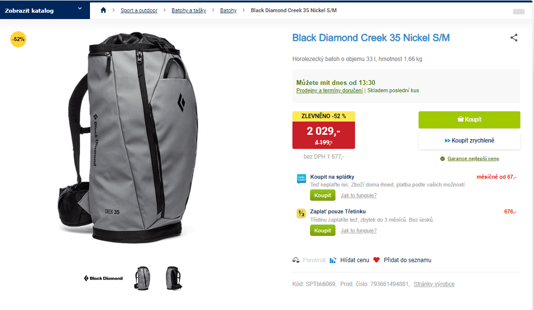 Lezecký batoh Black Diamond Creek 35