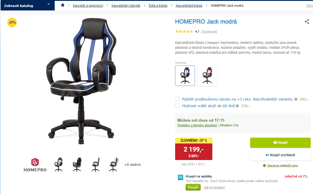 Kancelářská židle kožená Homepro Jack