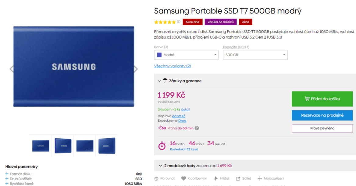 Externí 2,5" SSD disk Samsung, 500GB, 8x6cm
