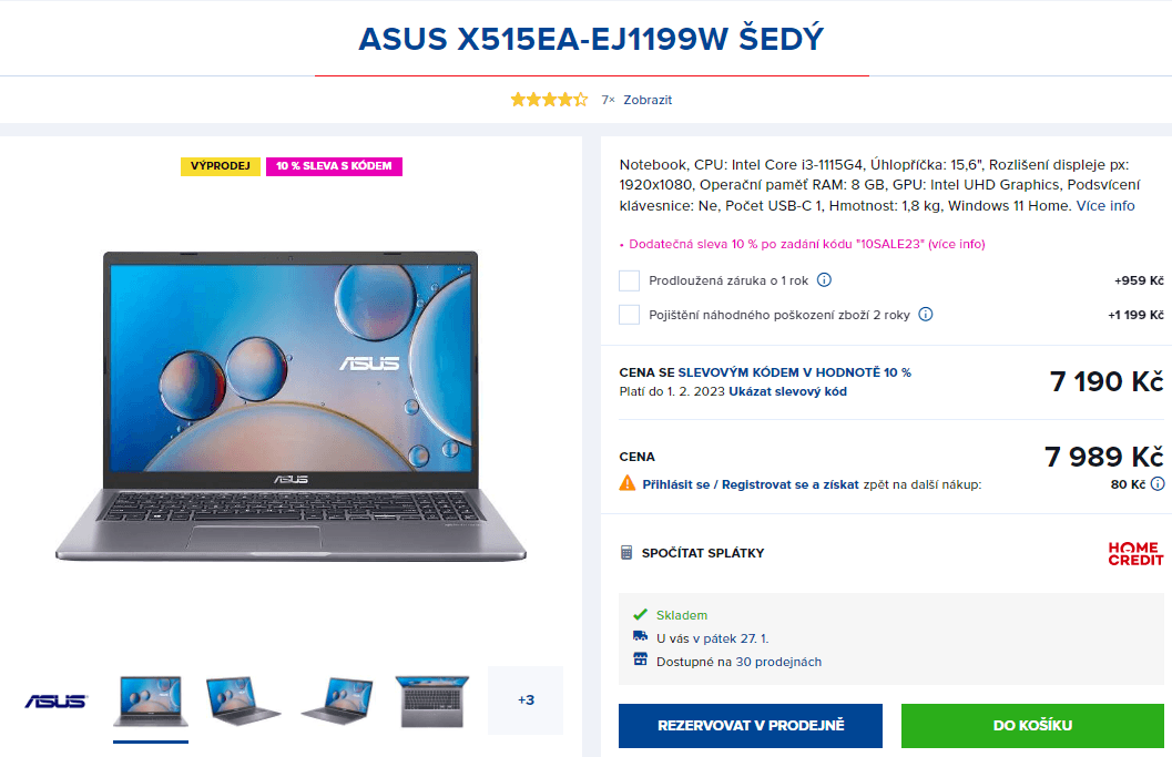 Asus, i3 4,1GHz, 8GB RAM, SSD, 15,6"