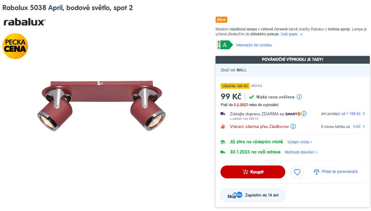 Dvojité bodové svítidlo Rabalux 5038