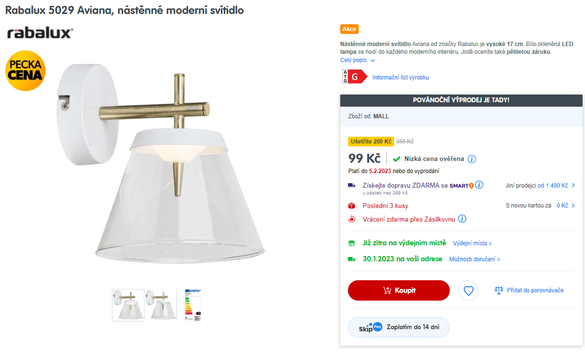 Nástěnné led světlo Rabalux Aviana 