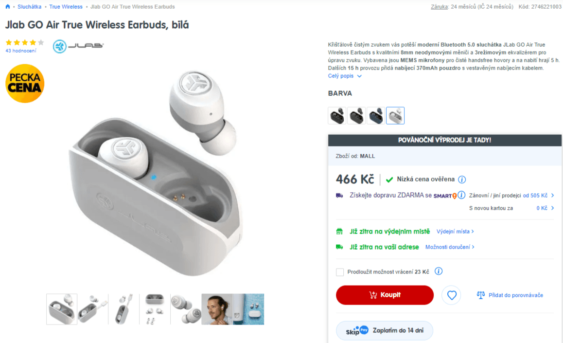BT sluchátka JLAB GO Air TWS