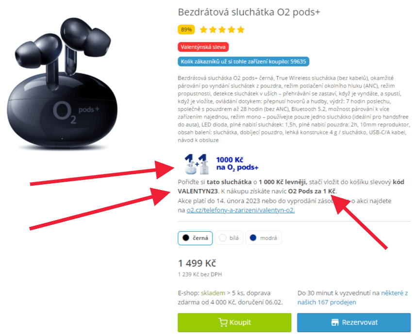 2x BT sluchátka O2 pods+ a pods