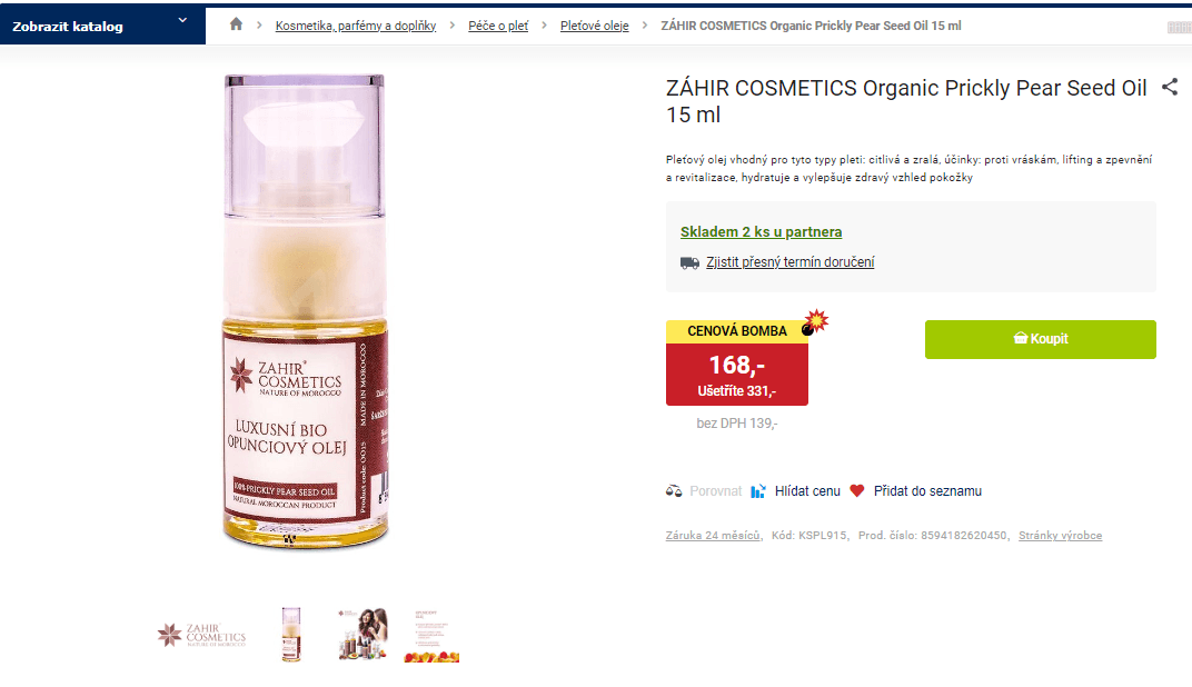 Pleťový olej Zahir Cosmetics Opunciový olej