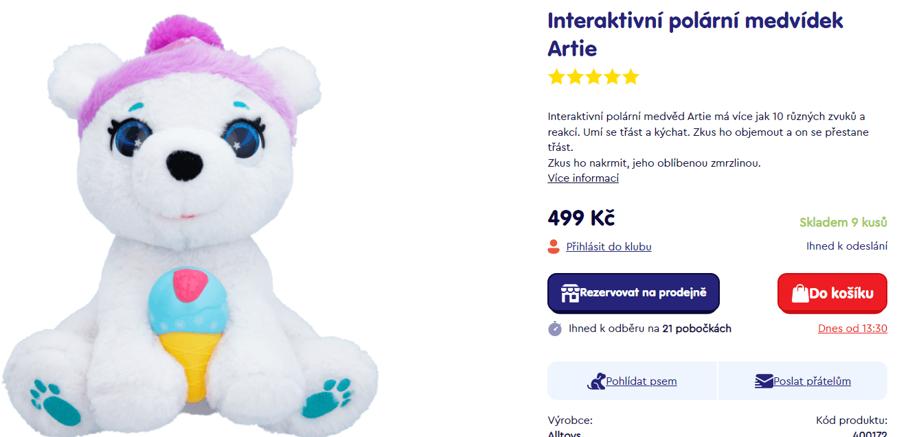 Interaktivní medvídek Alltoys Artie