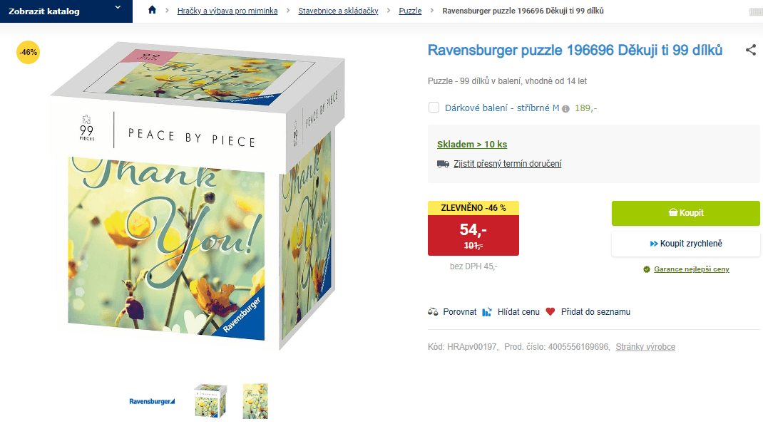 Puzzle Ravensburger Děkuji ti 99 dílků