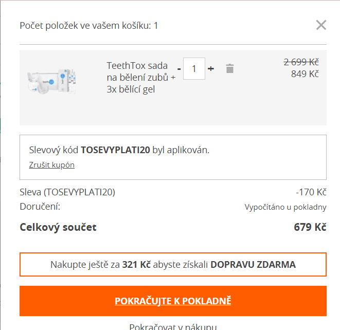 TeethTox sada na bělení zubů + 3x bělící gel