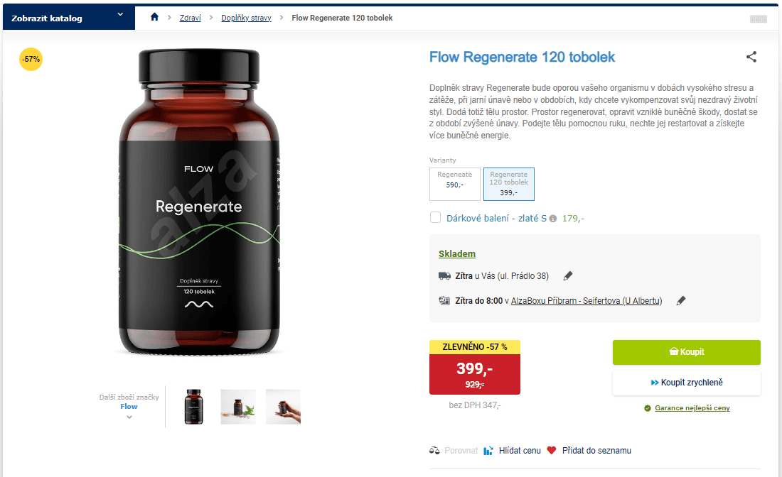 Doplněk stravy Flow Regenerate 120 tobolek