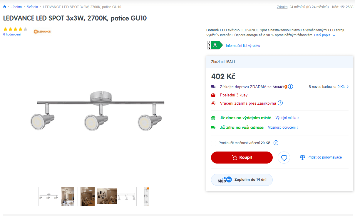 Bodové LED svítidlo Ledvance 3x3W