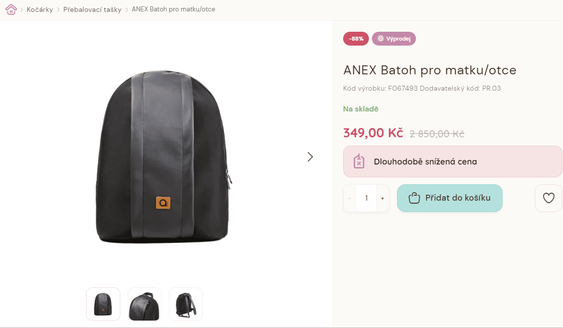 Přebalovací batoh Anex, neopren