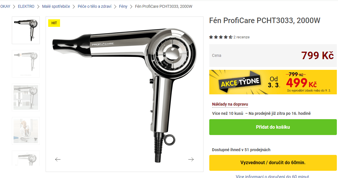 Fén Proficare, ionizace