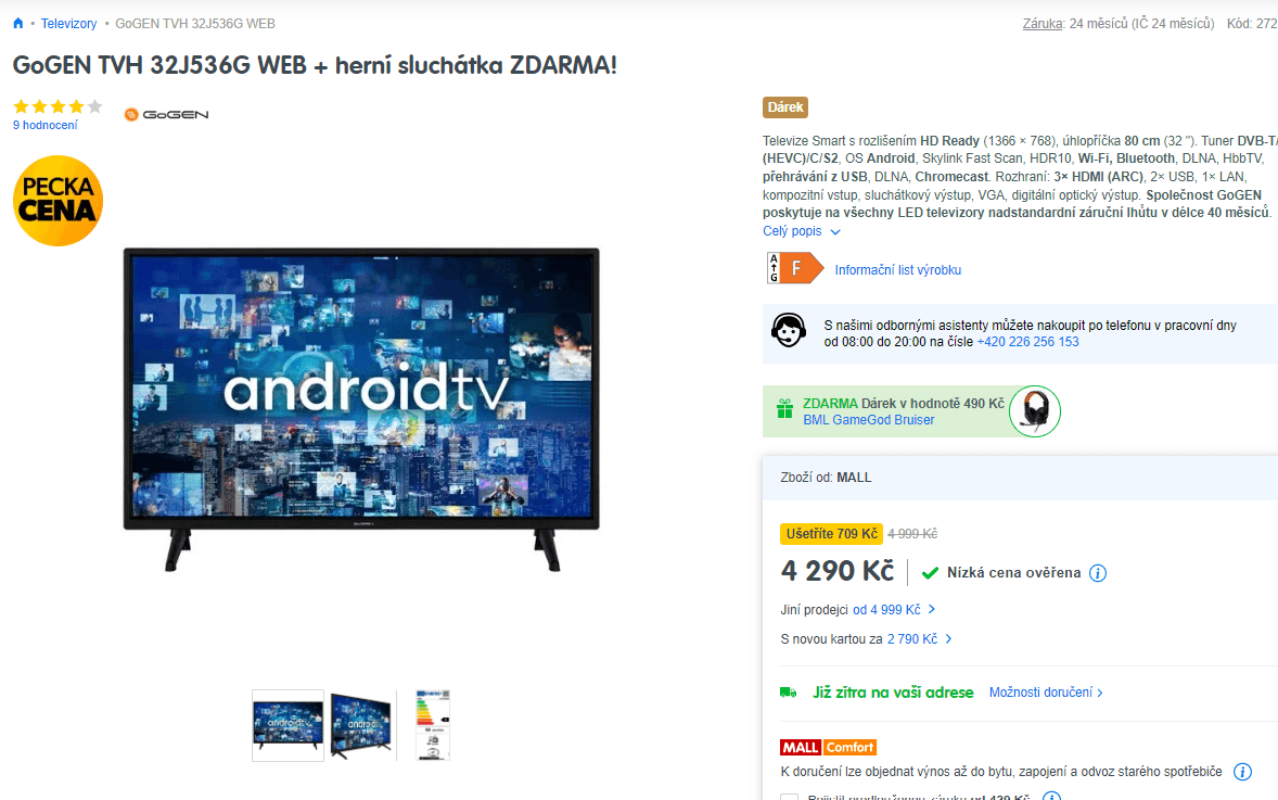 HD ready Android TV, 80cm, Gogen