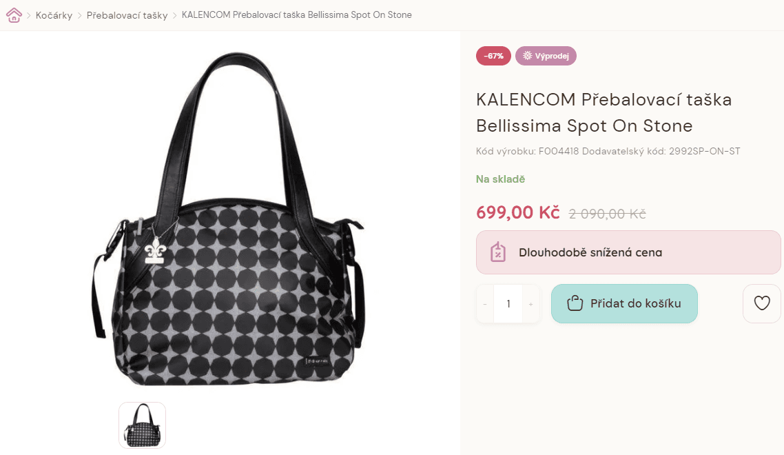 Přebalovací taška Kalencom Belissima Spot On Stone