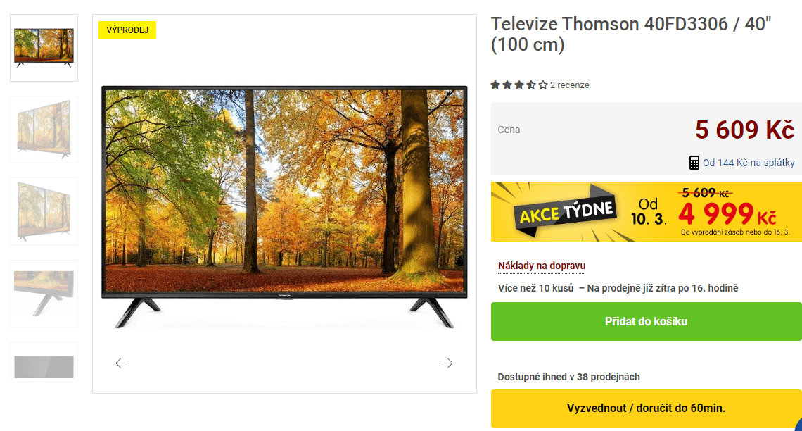 Full HD LED TV, 100 cm, Thomson