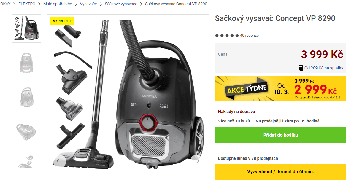 Sáčkový vysavač Concept 4A REAL FORCE