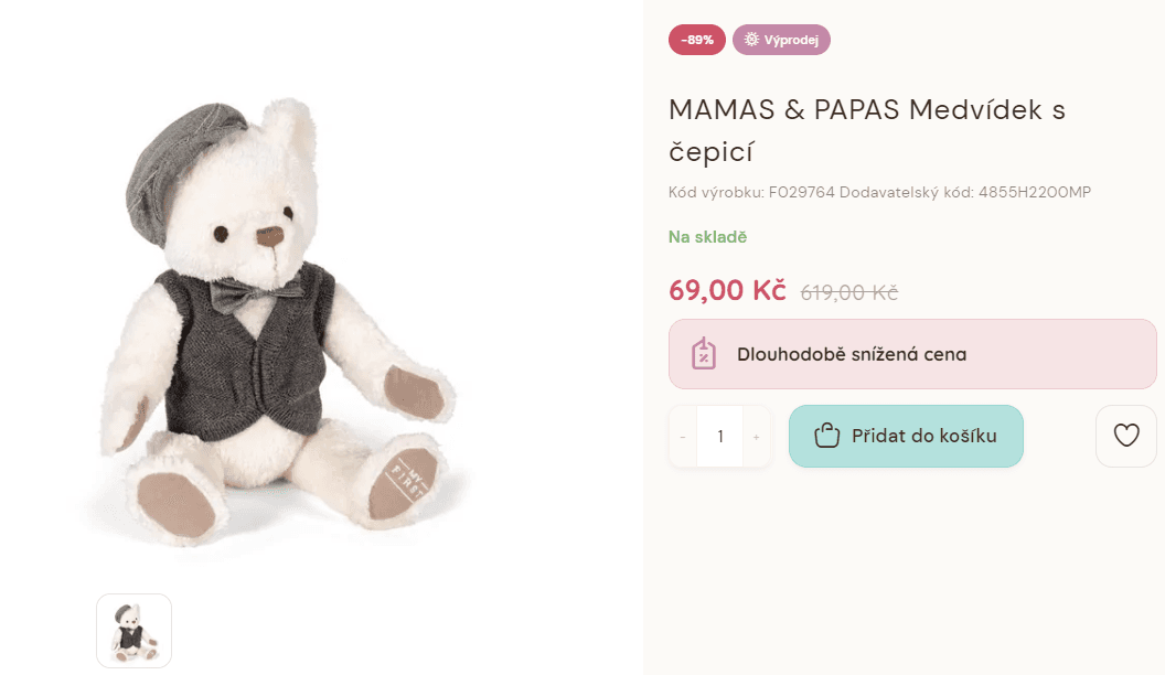 Plyšový medvídek s čepicí Mamas&Papas