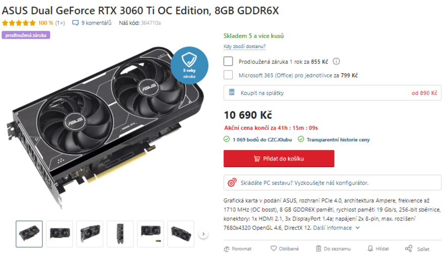 Grafická karta Asus Nvidia 3060 Ti - 8GB