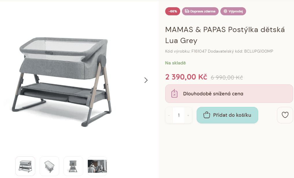 Dětská postýlka Mamas & Papas Lua Grey