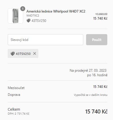 Americká lednice Whirlpool, 196cm, A++