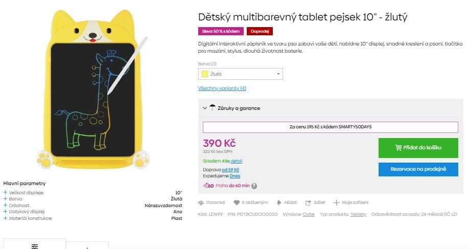 Dětský multibarevný tablet pejsek 10"