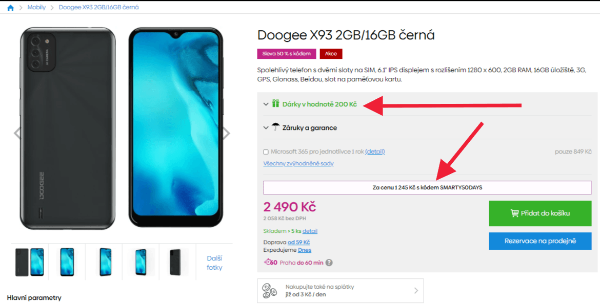 Doogee 4x 1,3GHz, 2GB RAM, 6,1", Dual