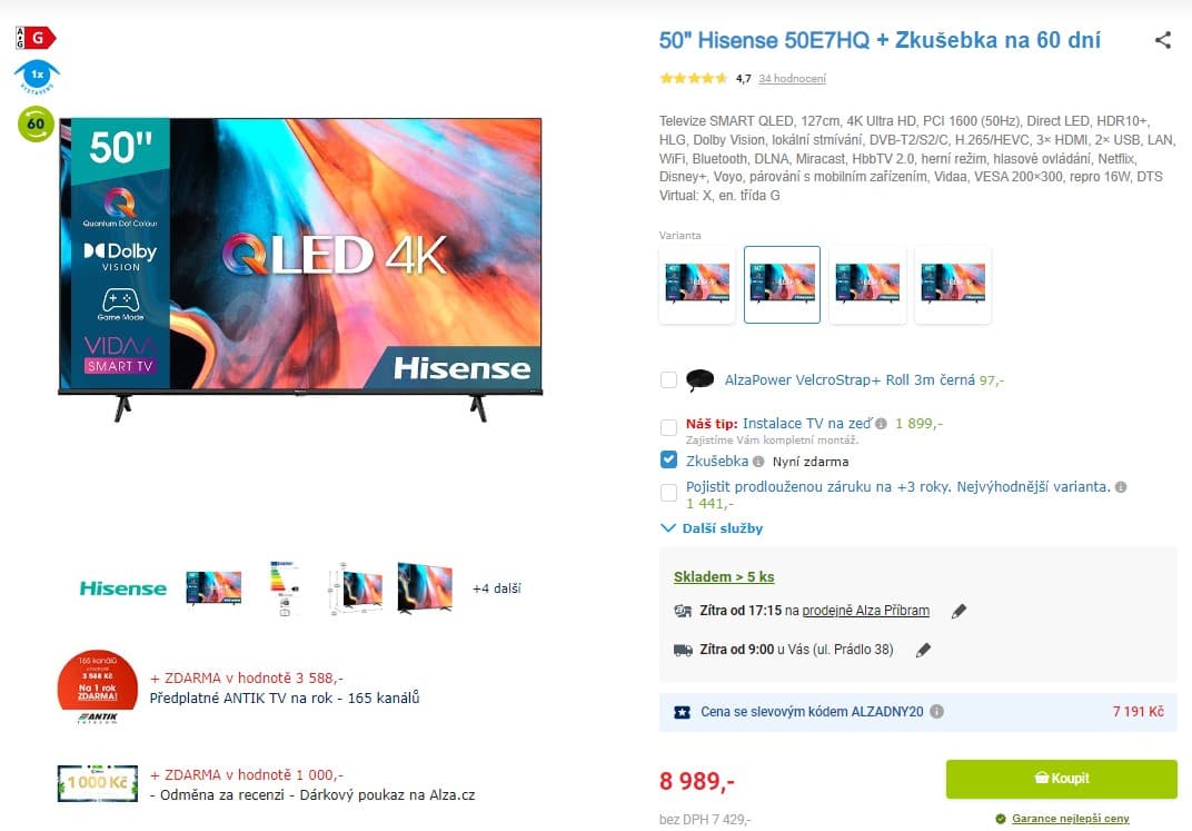 Televize Hisense QLED, 127cm, 4K Ultra HD