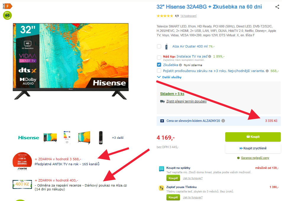HD ready Smart TV, 81 cm, Wifi, Hisense