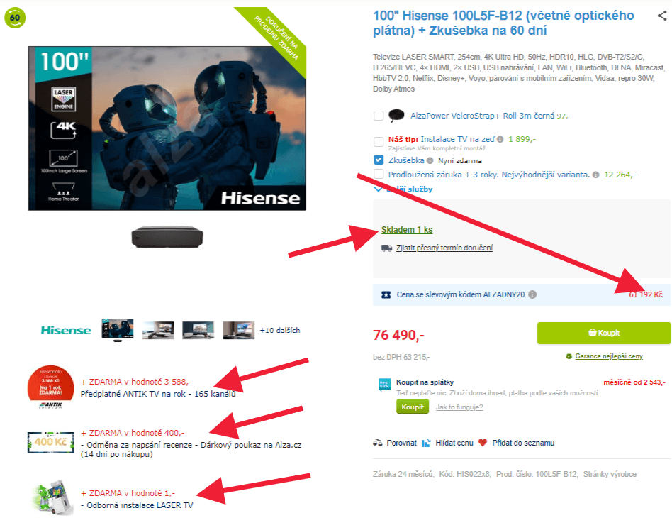 Laser 4K TV, smart, Atmos, 254cm, Hisense