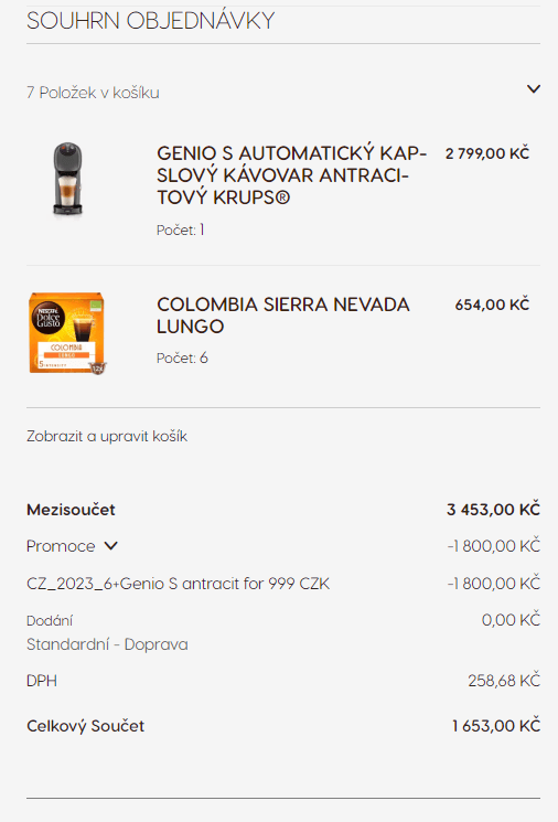 Kávovar na kapsle Krups + 96 káv Nescafé