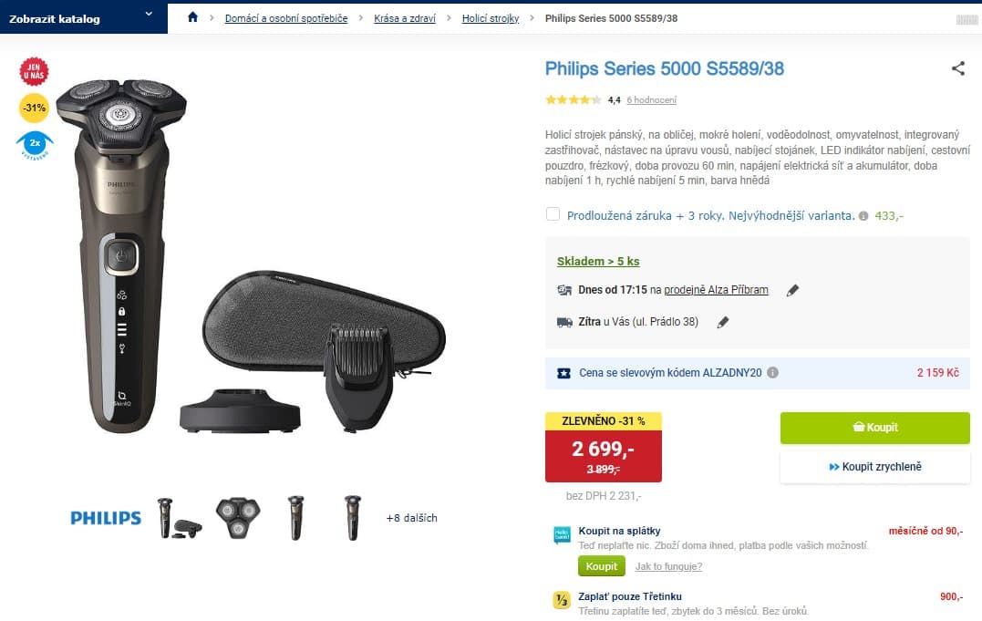 Holicí strojek Philips S5589/38, Wet&Dry