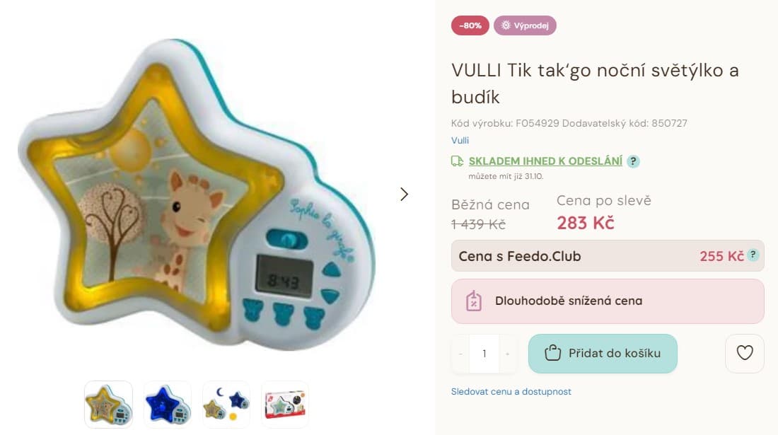 Noční světýlko a budík VULLI Tik tak‘go