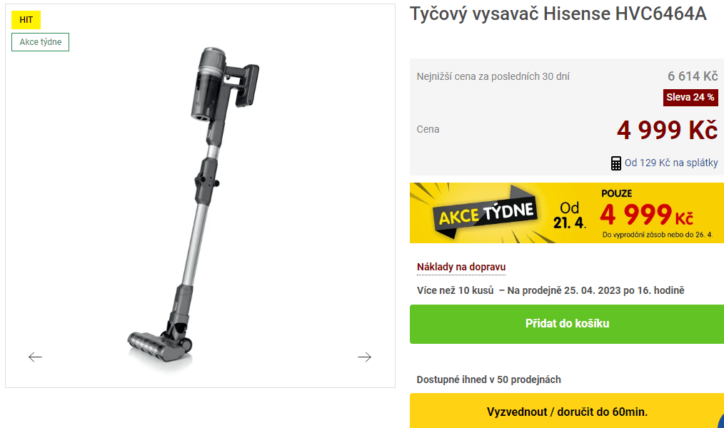 Tyčový AKU vysavač Hisense, cyklon