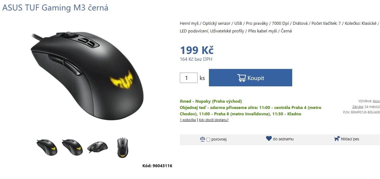 Herní myš ASUS TUF Gaming M3