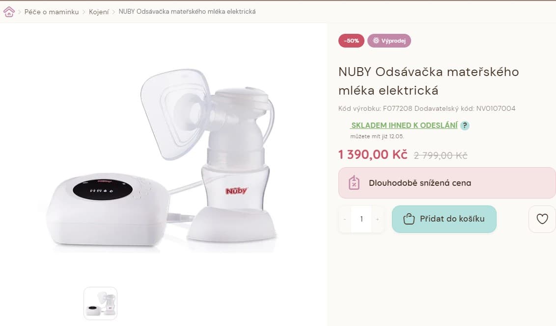 El. odsávačka mateřského mléka NUBY
