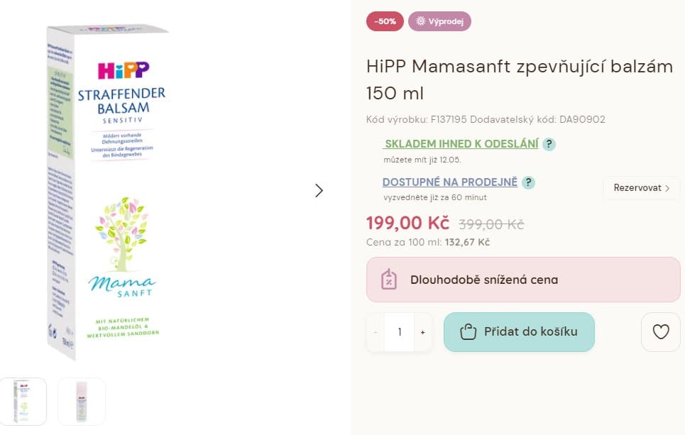 Mamasanft zpevňující balzám 150 ml