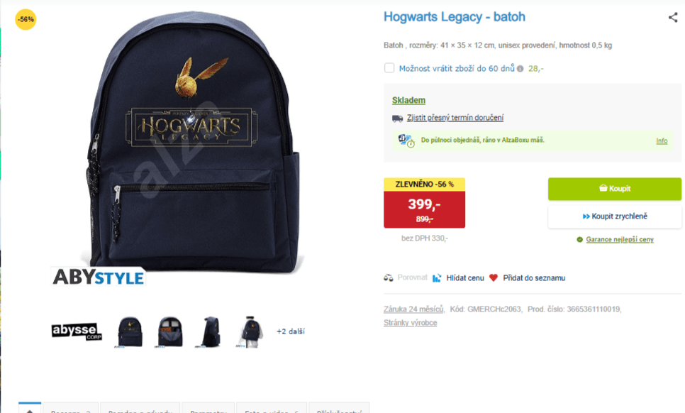 Batoh ABYstyle Harry Potter 18 l 