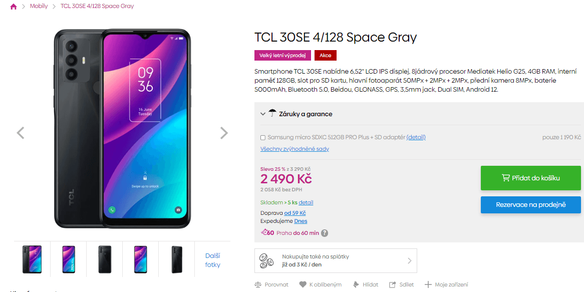 TCL 8x 1,8GHz, 4GB RAM, 6,52", NFC